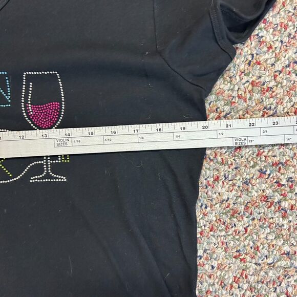 Chris's Stuff Black "I Am Woman Hear Me Pour" Bedazzled V-Neck SS Tunic Tee 1X - Picture 8 of 10